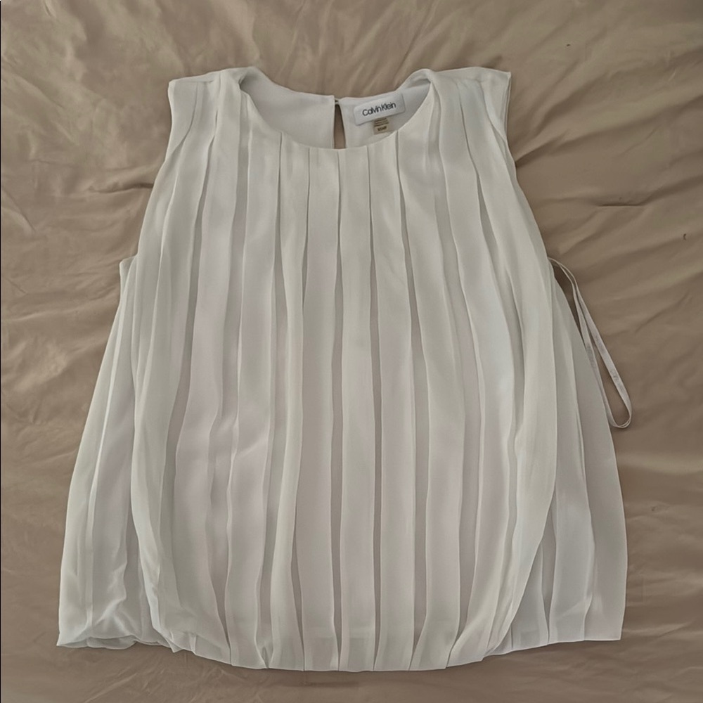 Calvin Klein Women's Ivory Pleated Blouse